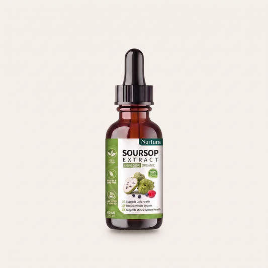 Nurtura Soursop Extract Drops bottle, front packshot, 60 ml
