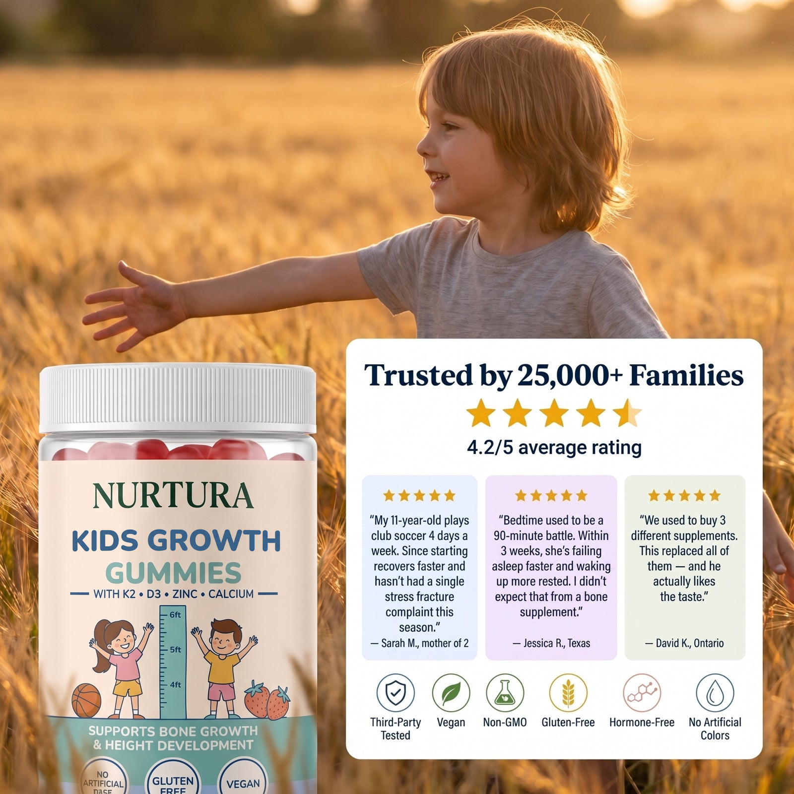 Nurtura Kids Growth Gummies jar – trusted by families, customer reviews