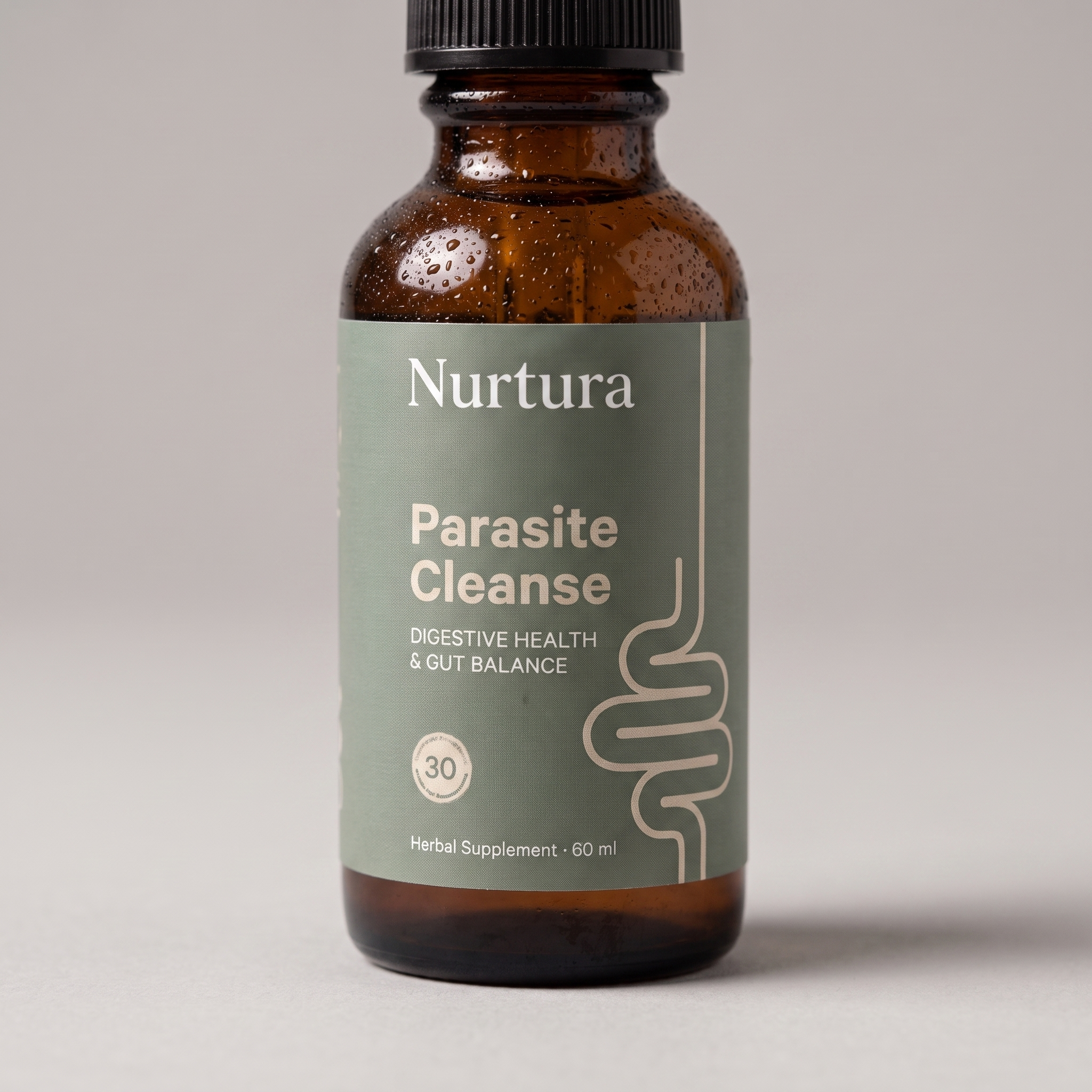 Nurtura Parasite Cleanse Drops bottle label close-up