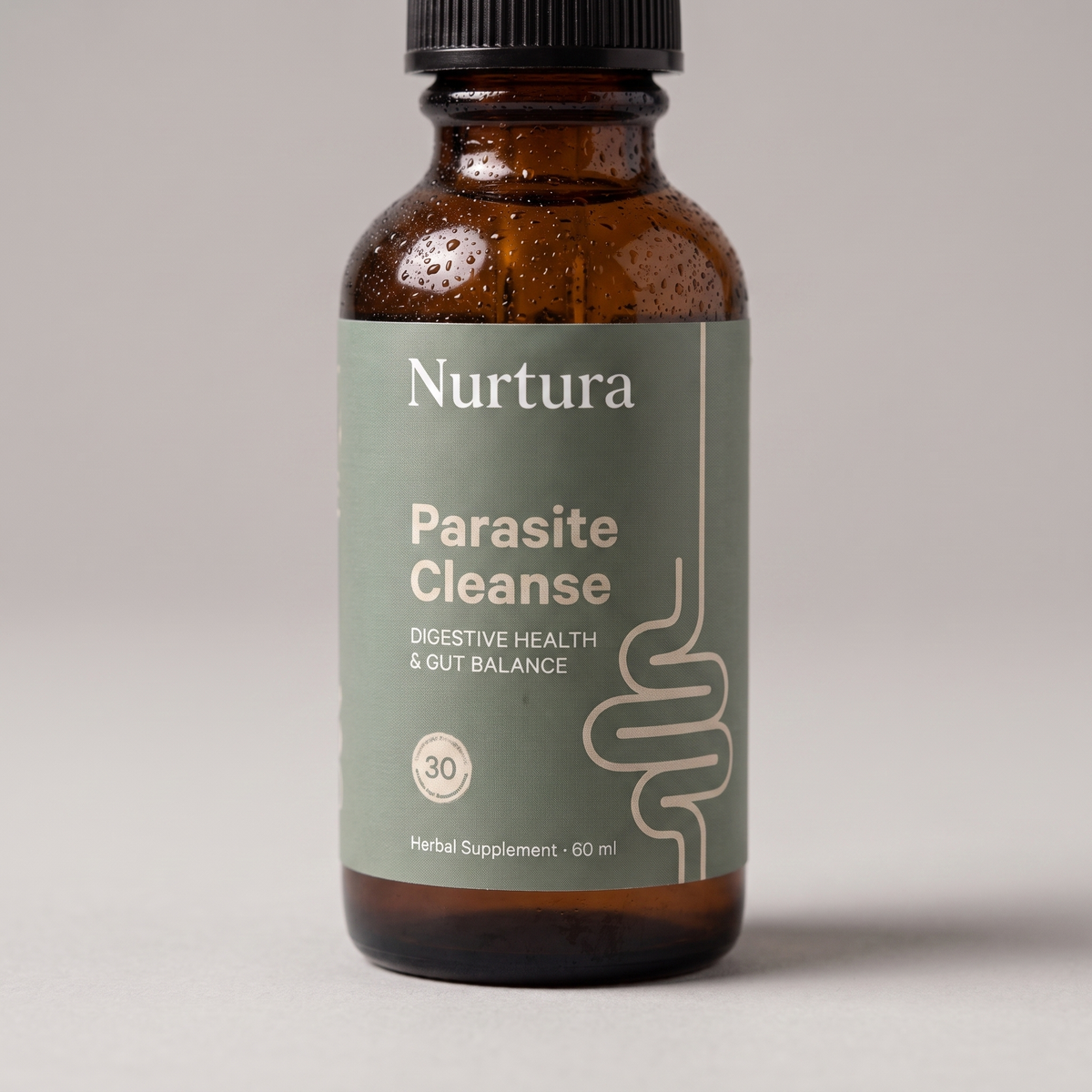 Nurtura Parasite Cleanse Drops bottle label close-up