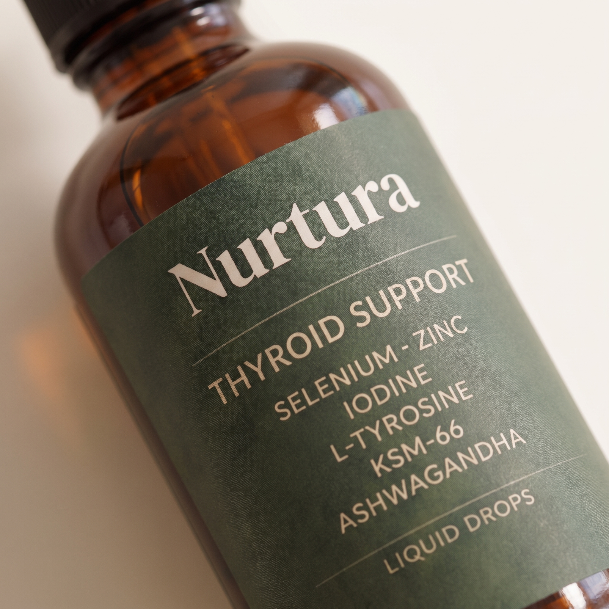 Nurtura Thyroid Support Drops label close-up