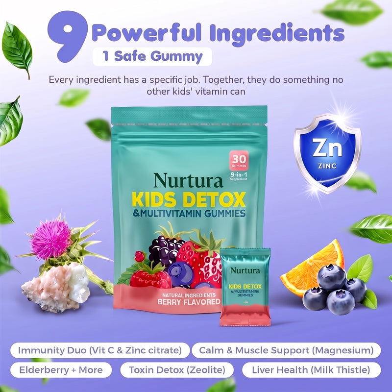 Nurtura Kids Gummies with the nine ingredients