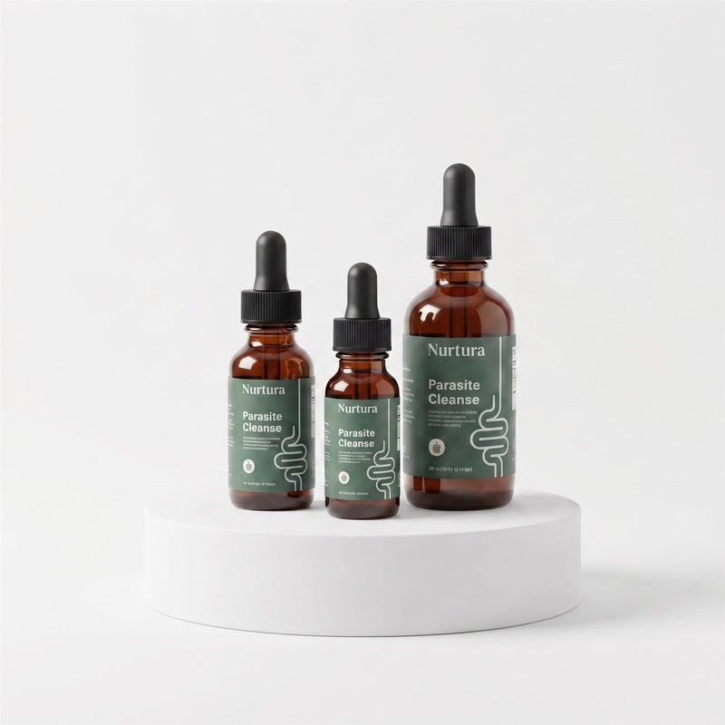 Nurtura Parasite Cleanse Drops, three bottles