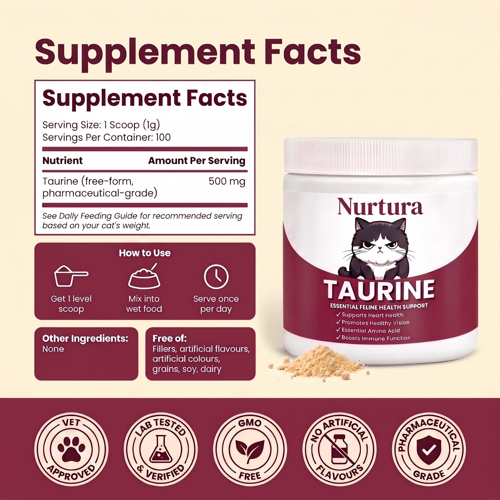 Nurtura Taurine for Cats